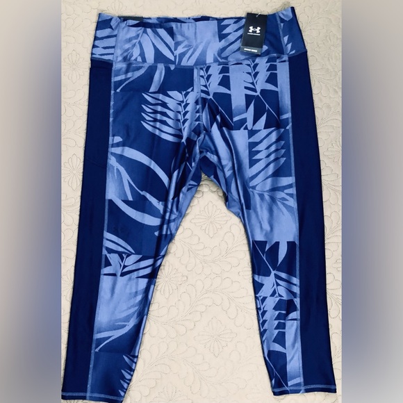 NEW..WOMEN 3X PLUS SIZE UNDER ARMOUR HEATGEAR ANKLE LEGGINGS (BLUE/STARLIGHT) - Picture 2 of 11